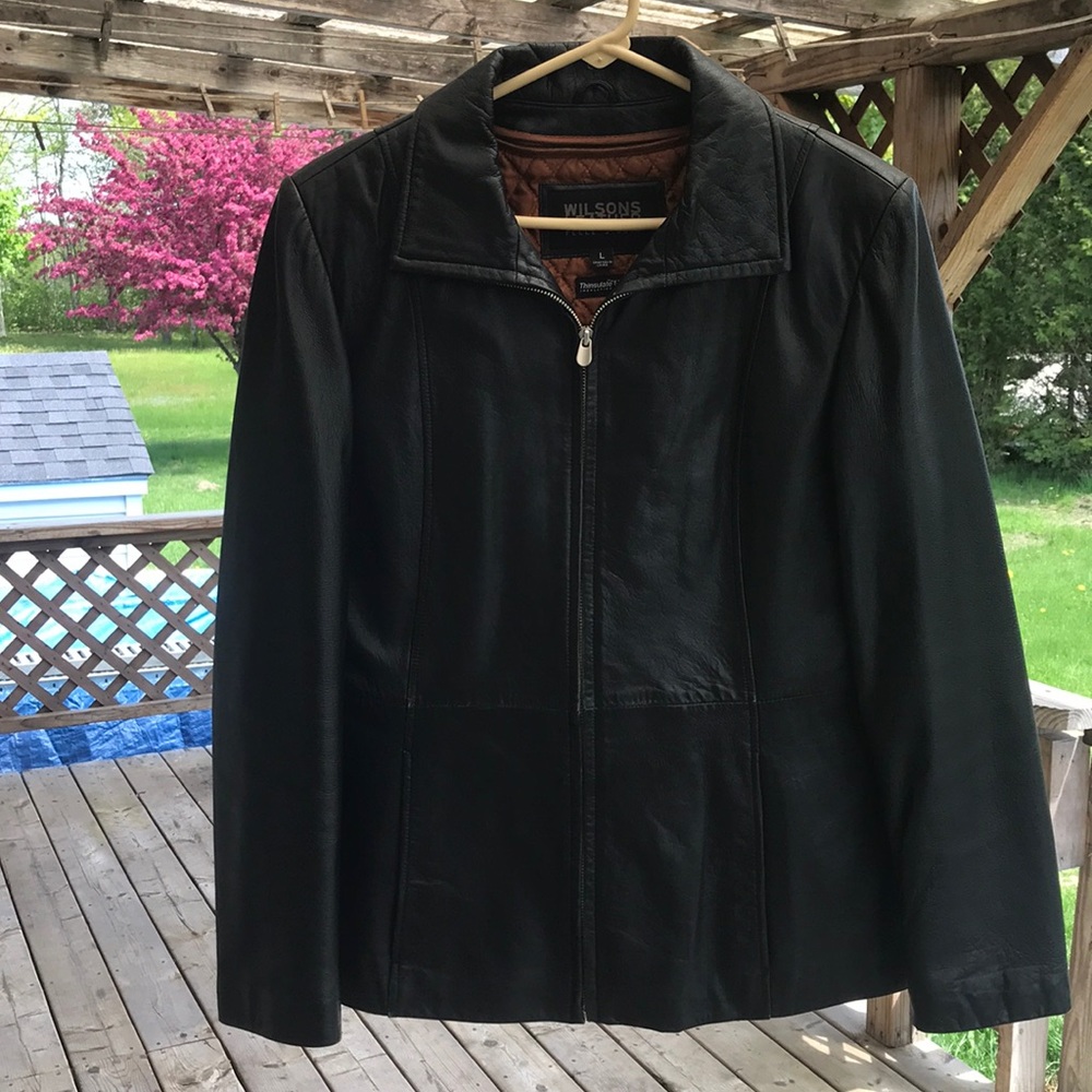 Wilson’s Black Leather Jacket size Large - Picture 1 of 5